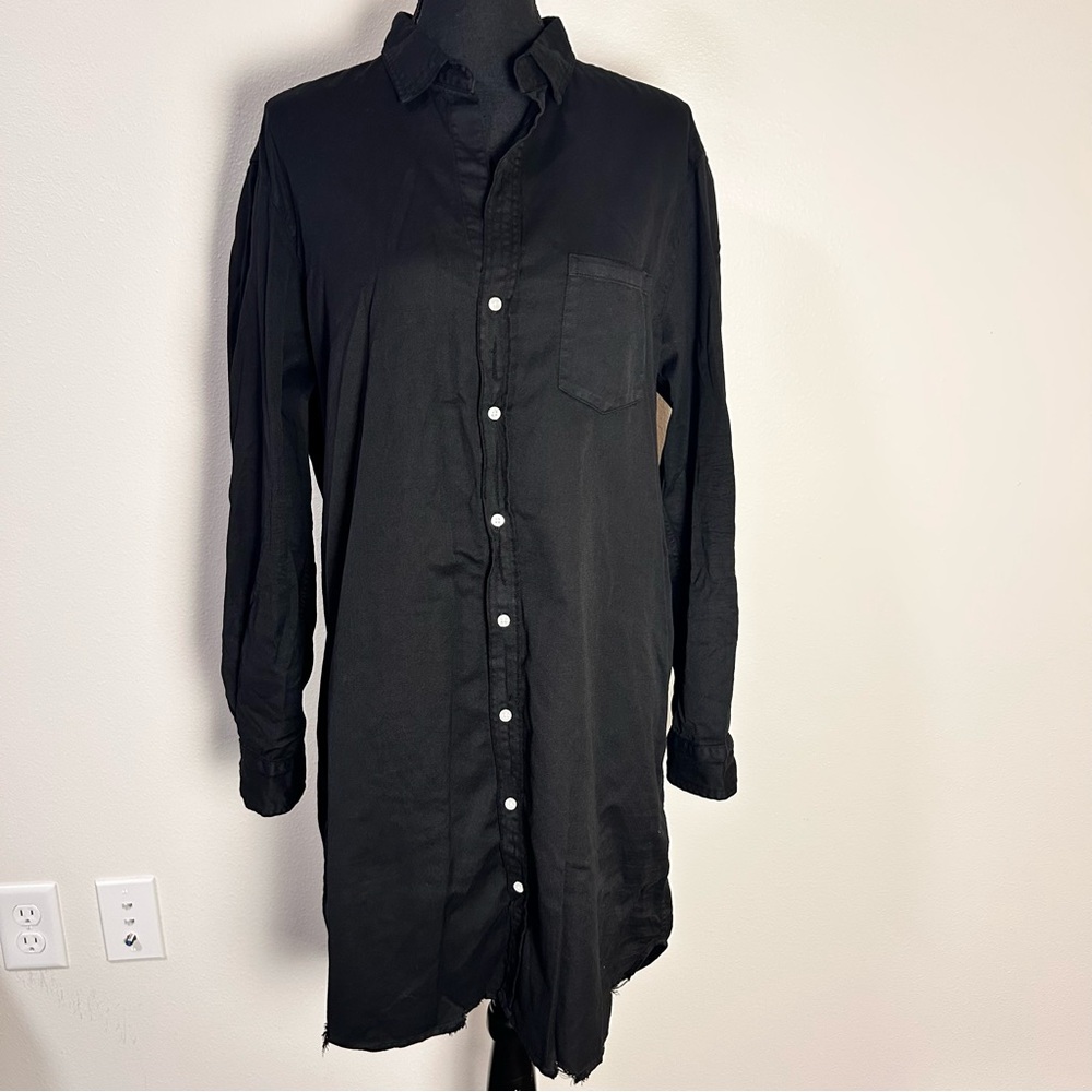 Frank & Eileen Button-Down Shirt Dress – Size M – Black – 100% Italian Cotton